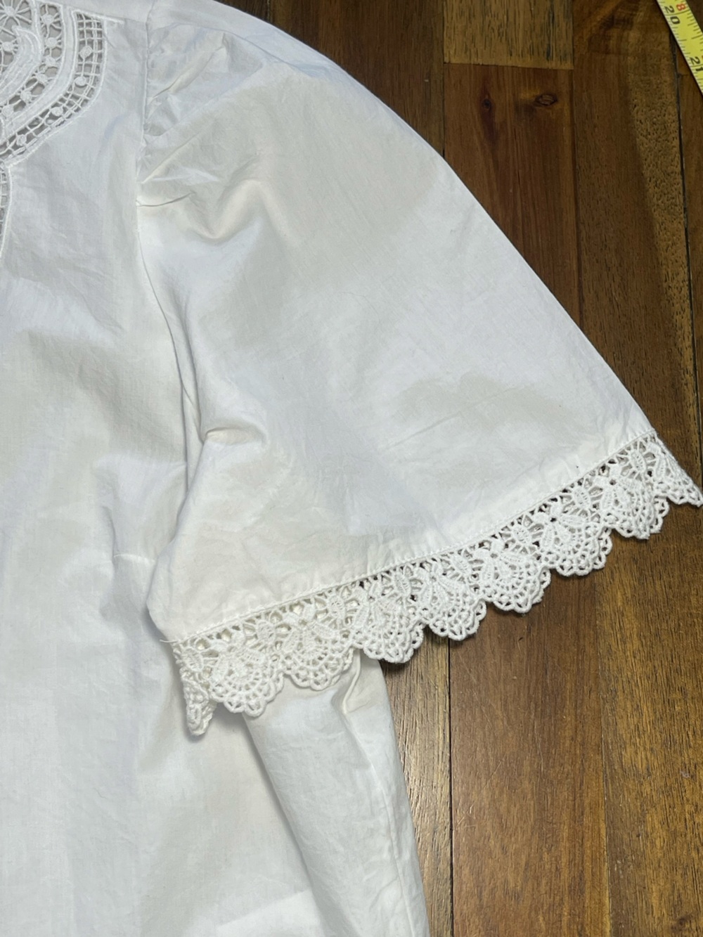 Sézane Eponine White Lace-Trim button down short sleeve blouse - Picture 7 of 13